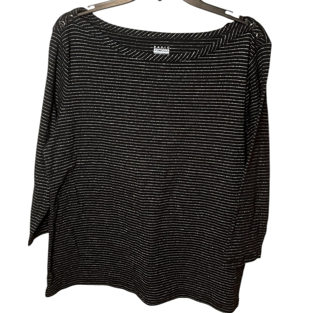 Basic Editions Women’s Plus Size Striped Top